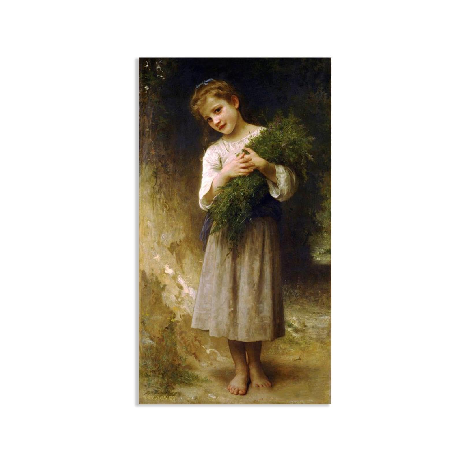 William-Adolphe Bouguereau Wall Art Back from the Fields Print on Canvas Reproductions of Famous Paintings Wall Decor for Living Room Bedroom Bathroom Home Decor 55x30cm frameless