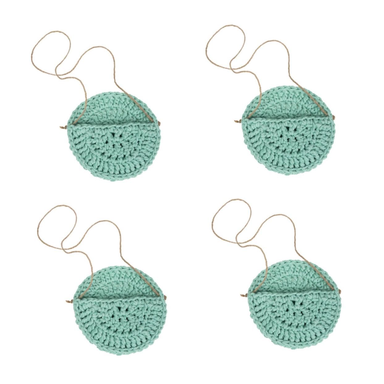 ifundom 4 Pezzi Cesto decorativo in stile nordico appendiabiti per piante macramè vaso per piante sospeso appendini per fiori per esterno tasca per fioriera da cotone Verde chiaro