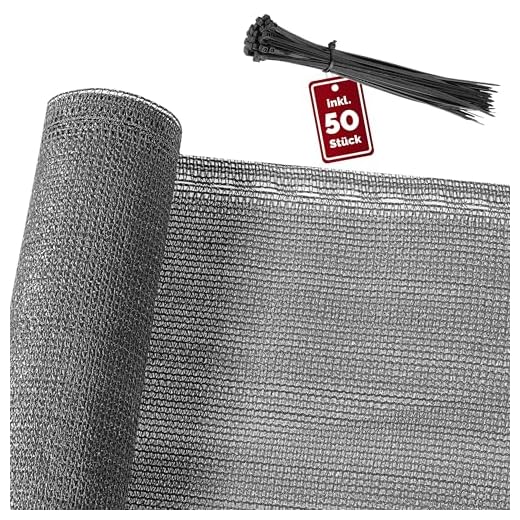 DeTeX Sichtschutz 1,4x10m inkl. 50 Kabelbinder 85% Beschattungsgrad Balkon Geländer Terrasse Zaunblende Beschattungsnetz Anthrazit