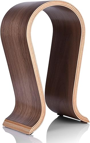 Percha para auriculares, soporte de madera en forma de U, soporte para auriculares de madera, estante de exhibición de escritorio, soporte para