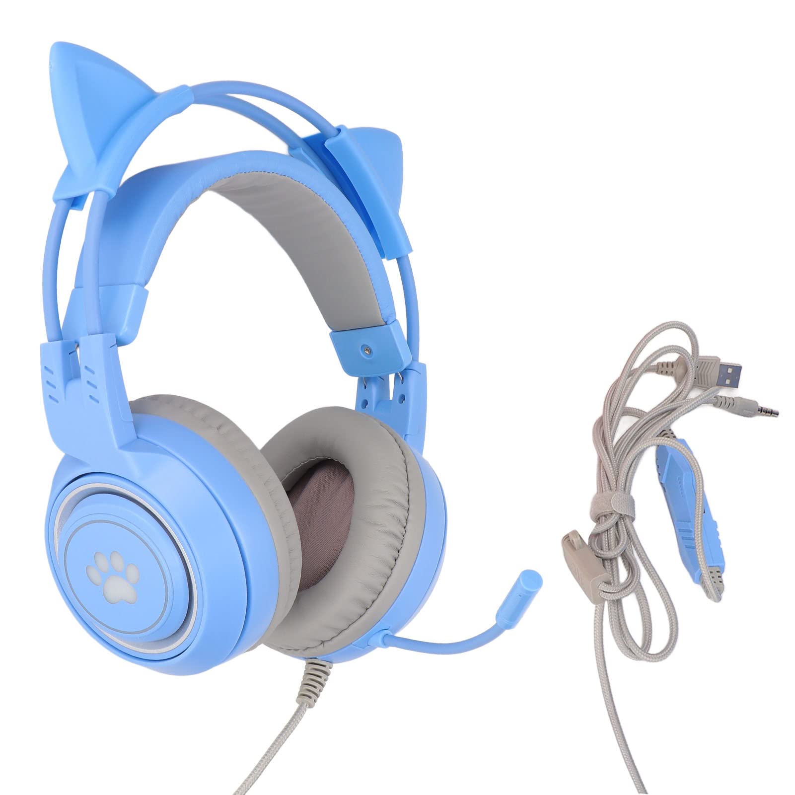 Yoidesu Cuffie Da Gioco Con Orecchie Di Gatto – USB/3,5 Mm, Luci RGB, Microfono Omnidirezionale – Rosa
