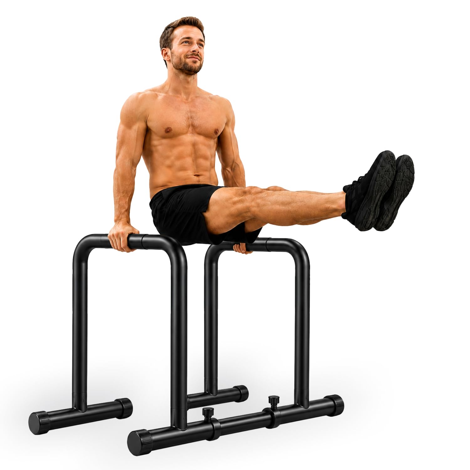 ManiBoom Barras Paralelas Calistenia Ancho y Altura AJUSTABLE Carga 150kg - Barra Fondos Agarre ERGONOMICO para gimnasia en Casa - Dip Bar Calisthenics - Pull up Station - Bars Paralletes