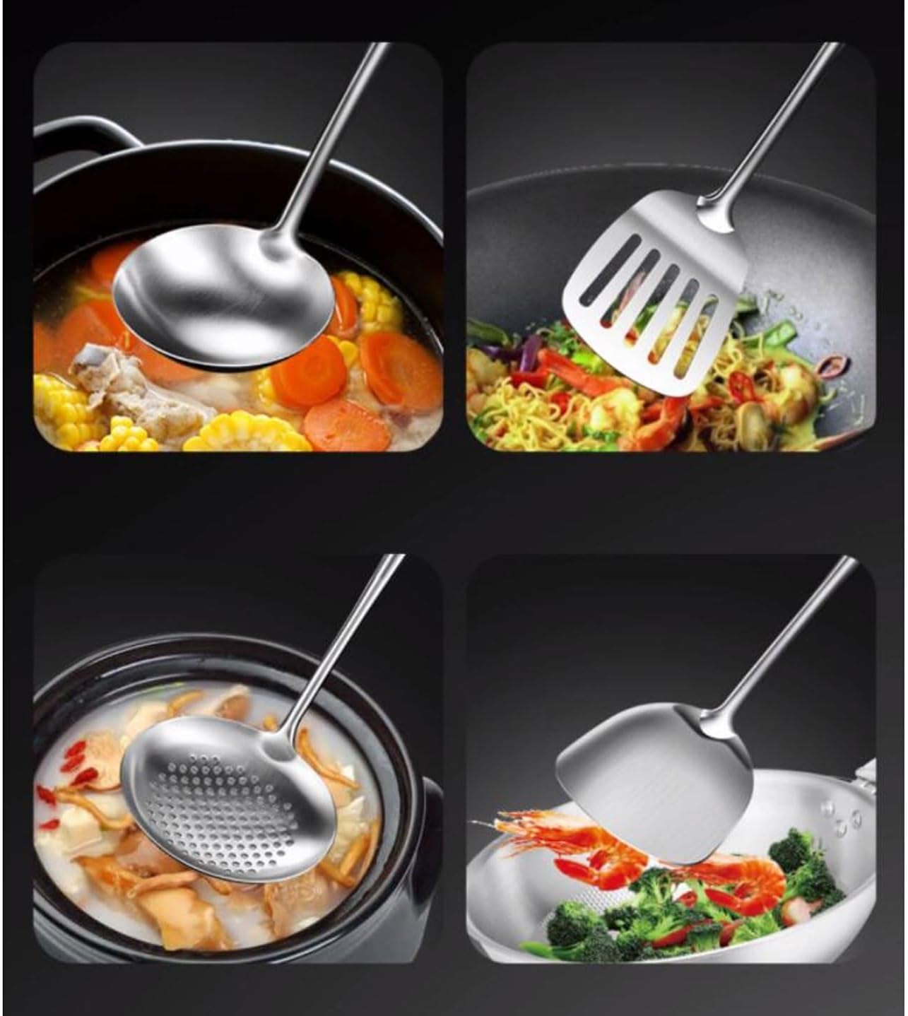 Spoons for Cooking Spatulas Cooking Utensils Gadgets Stainless Steel Cookware Dining 5 Pieces Kitchen Tools
