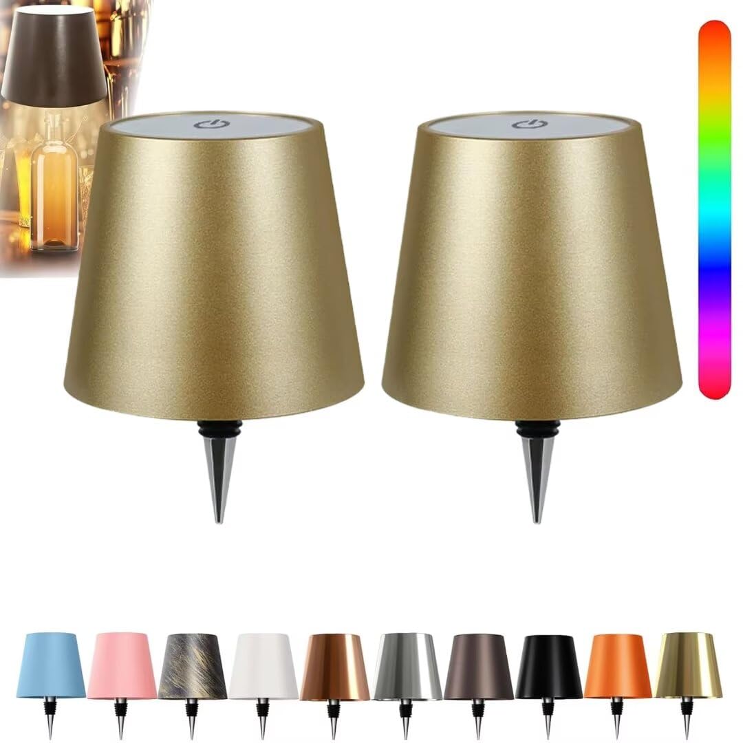 ARRITS Pridola Wireless Bottle Lamp Shade 2PCS, RGB/3 Color Stepless Dimming, Touch Control Wine Bottle Lampshade for Parties, Bars, Restaurants
