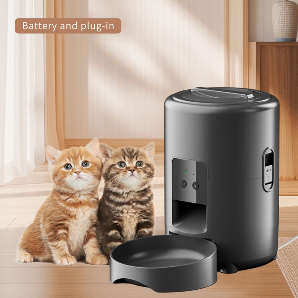 Malloy 2L Automatic Smart WiFi Pulsante Cat Feeder Pet Food Dispenser per Secco per Gatti e Cani Distributore di Crocchette Ciotola per per Animali Domestici