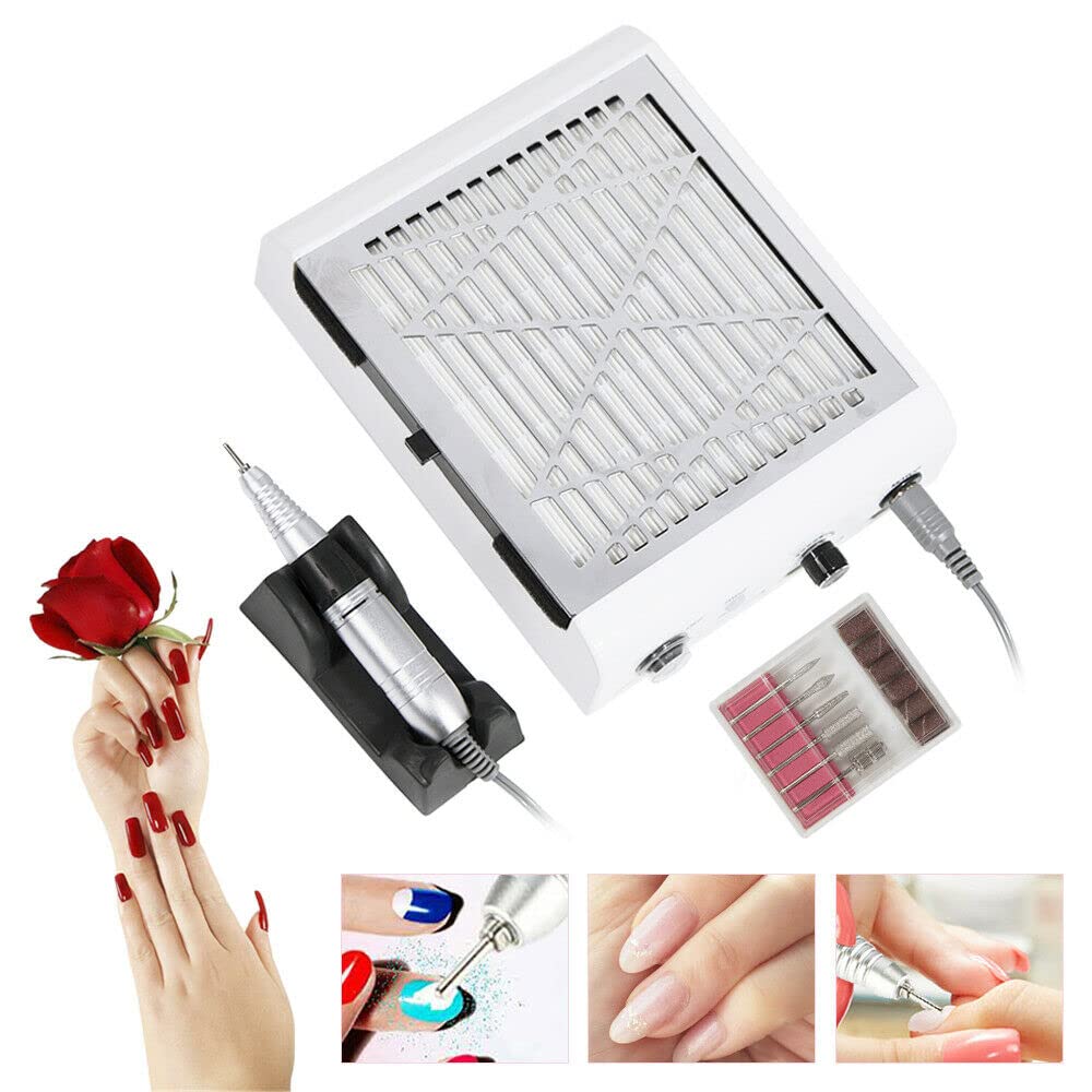 Aspiradora de uñas, 80 W, colector de polvo profesional, máquina 30000 rpm, extracción de polvo para uñas, aspiración de mesa, herramienta de manicura para salón de uñas
