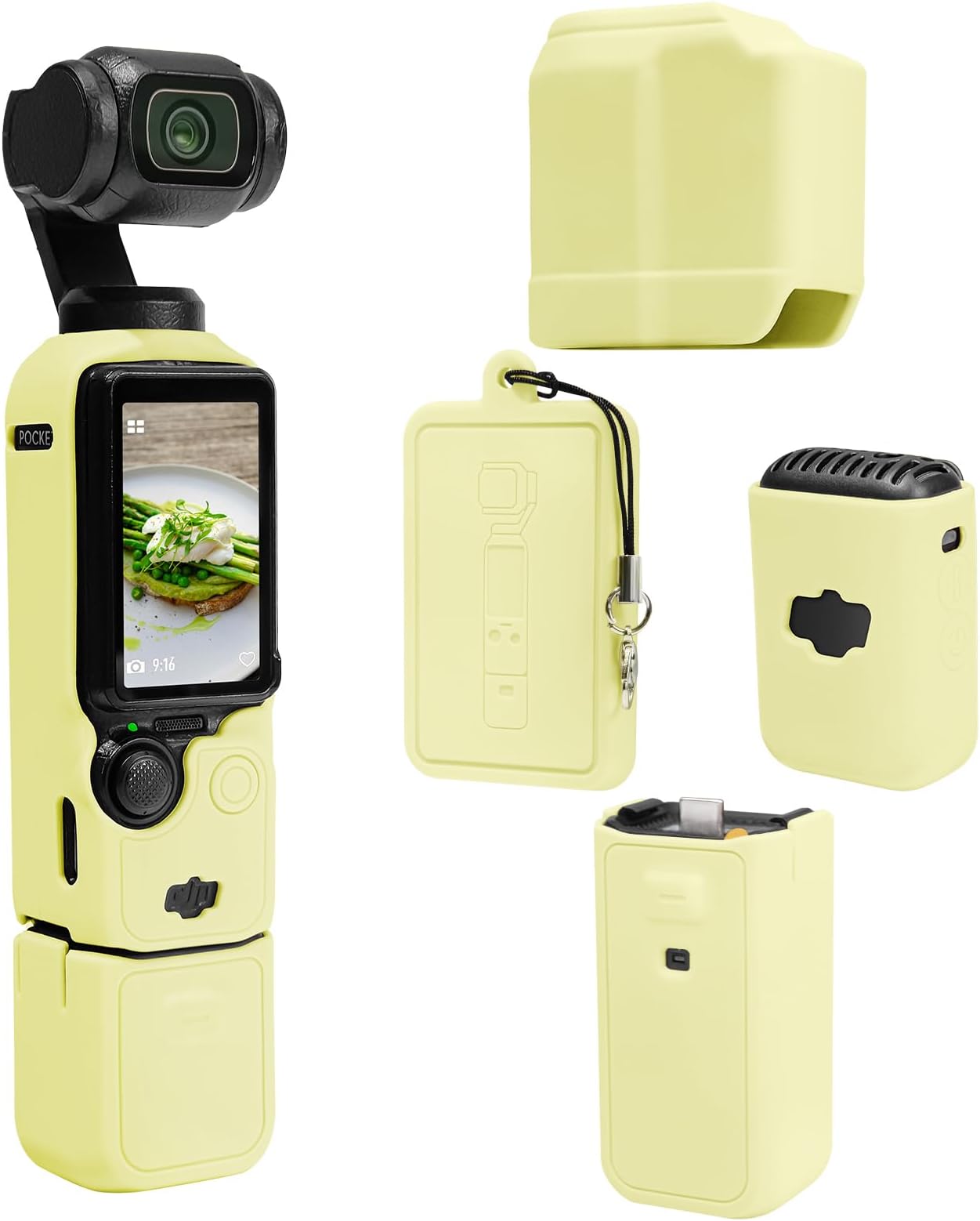 Protective Case for DJI Osmo Pocket 3 / Xtra Muse Camera, Soft Silicone Cover with Screen & Mic Protection, Lightweight, Anti-Scratch, Slim Fit Skin Accessories for Pocket 3 (Yellow)