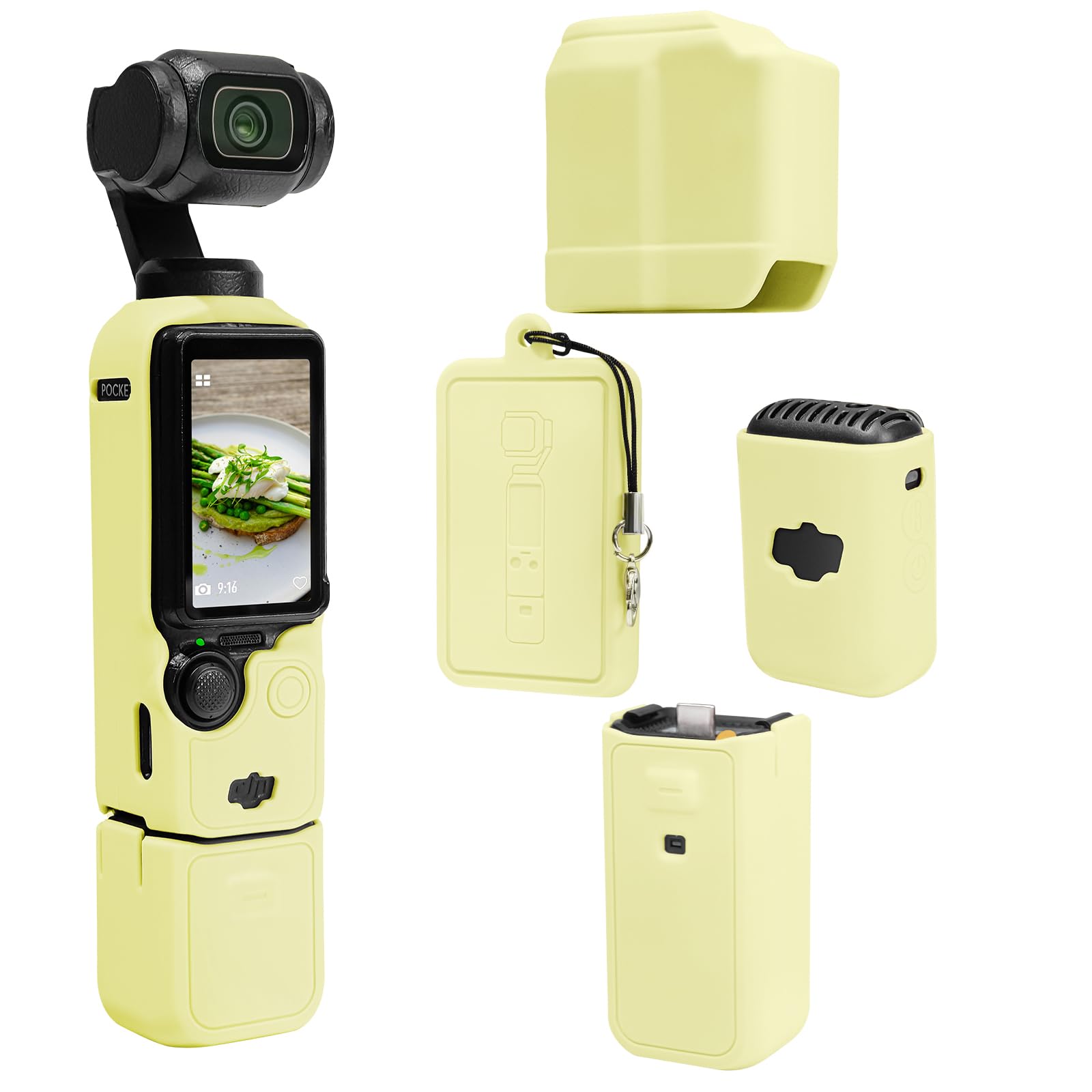 TYUANDOUER Protective Case for DJI Osmo Pocket 3 / Xtra Muse Camera, Soft Silicone Grip Cover with Screen Protection & Mic, Lightweight, Anti-Scratch,