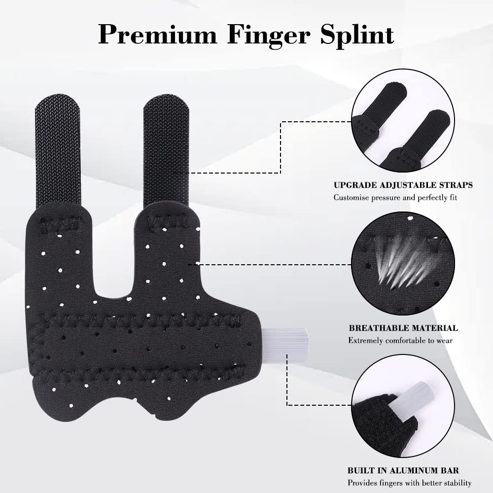 ACWOO Stecche per le Dita, 2 Pezzi Stecca per Dito Regolabile, Supporto di Mano Splint Dito per Allevia il Dolore, Tendinite, Artrite, Slogato, Rotto, Frattura (Nero)