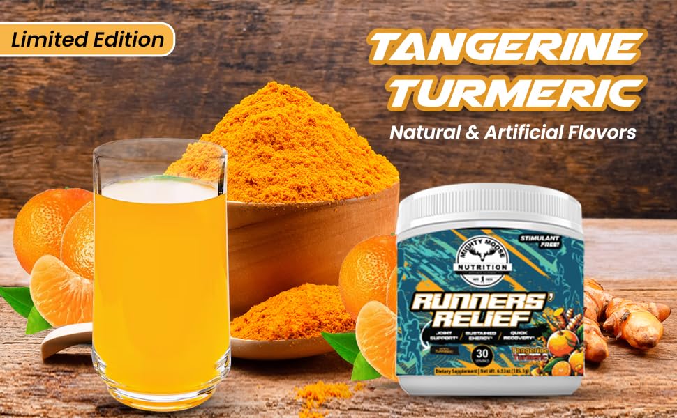 Image of Runners' Relief - Joint Support & Muscle Recovery Supplement - Glucosamine Chondroitin - Fasting Electrolytes - Stimulant-Free Pre /Post Workout Energy - Tangerine Turmeric with 95% Curcuminoids