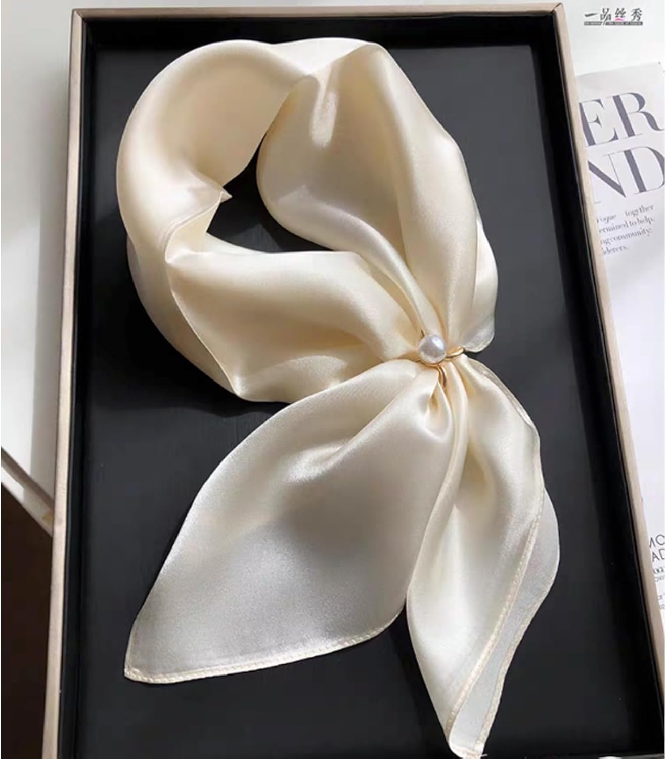 Aufeel 100% Pure Mulberry Silk Square Scarf for Hair-27''x27''- Women Silk Neckerchief Head Wrap Scarf - Image 4