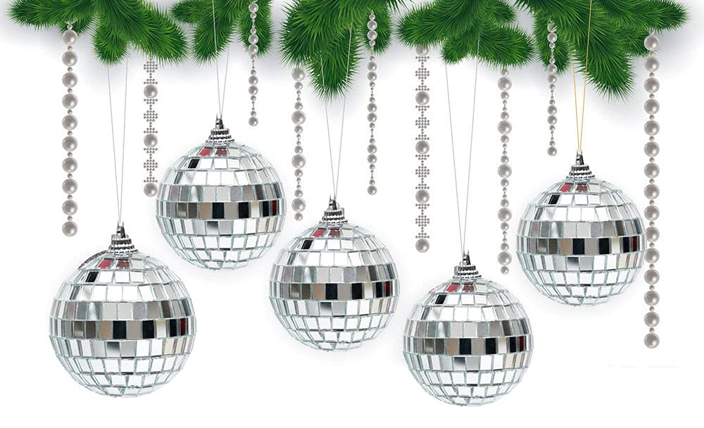 2 Stück 20 cm Spiegel-Diskokugeln mit 4 Stück 6 cm kleinen Spiegel-Diskokugeln, ideal für eine Party oder DJ-Lichteffekt.
