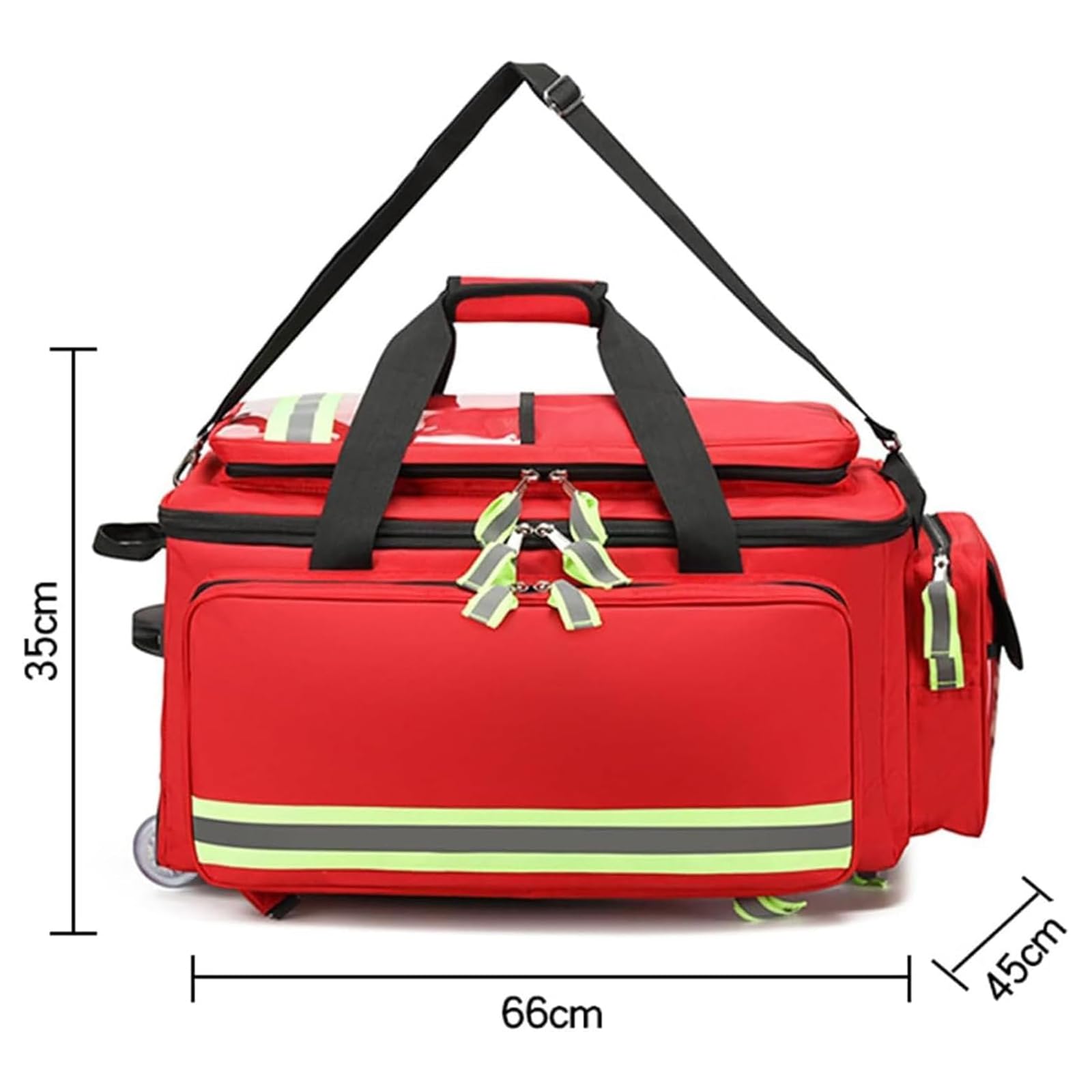 Borsa medica con grande capacità, organizer multitasche, piedini antiscivolo, strisce riflettenti per uso domestico e sanitario, Blu scuro