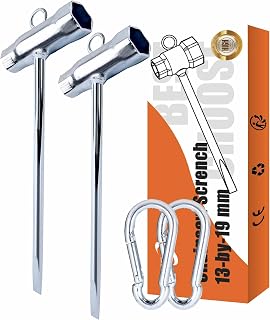 Chainsaw Wrench, 2 Pack Chainsaw Tool Chain Saw Scrench with Hook, 13 by 19mm 1/2x3/4 T Wrench Spanner Tool