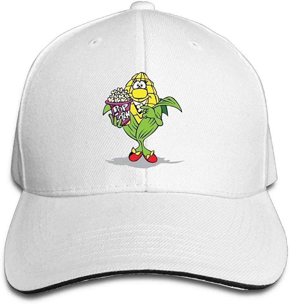 HTHYTJC Smile Corn Popcorn Cotton Adjustable Peaked Baseball Cap Adult Sandwich Hat