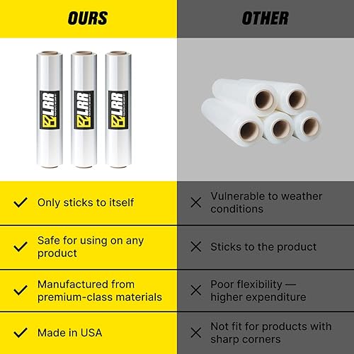 Miniatura 4 de LRR Rollo de envoltura elástica de 18 pulgadas, envoltura elástica a máquina de 4500 pies, rollo de envoltura retráctil para muebles, rollo de