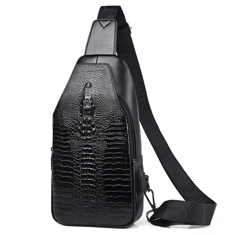 Crocodile Leather Sling Bag Crossbody Backpack for Men Women Unisex2