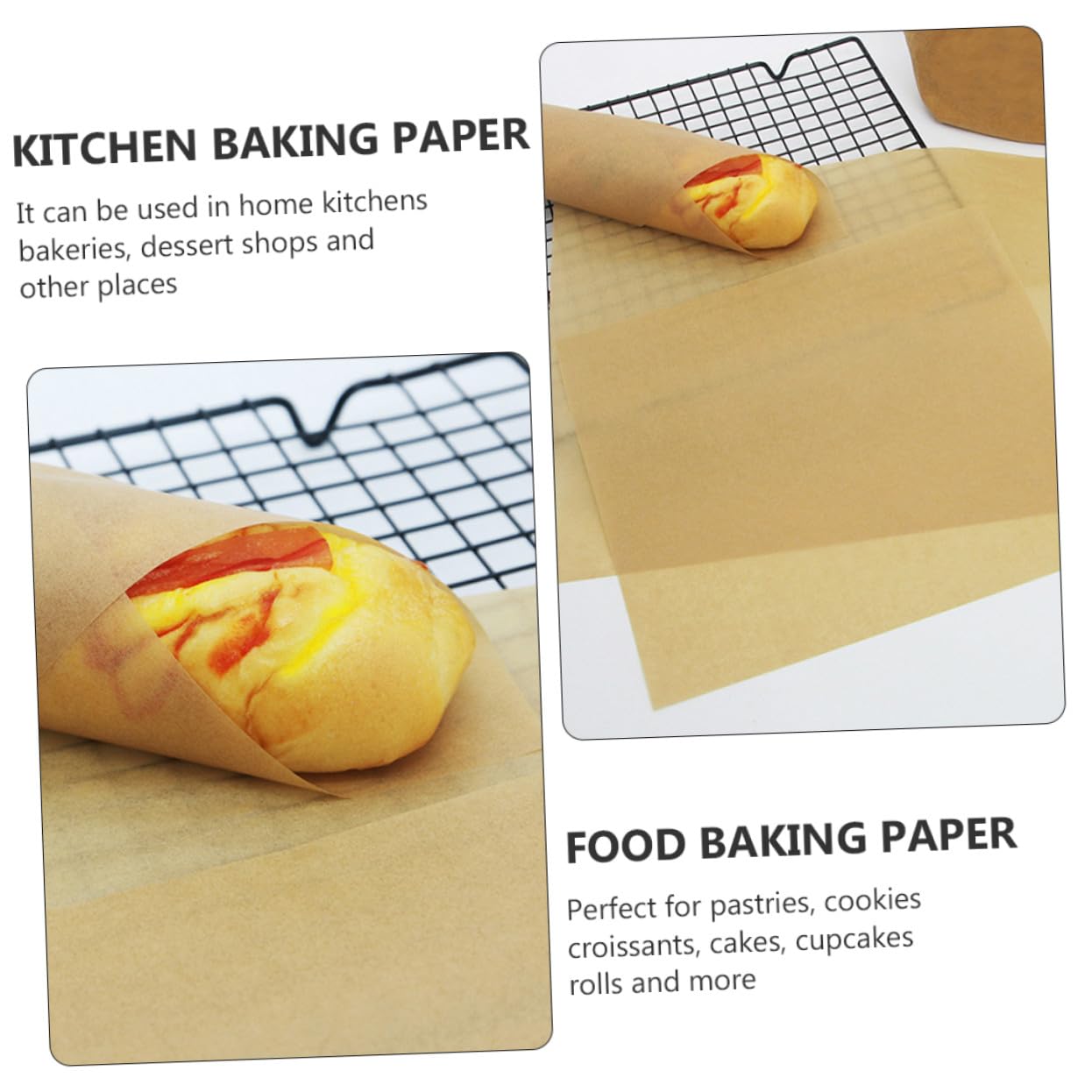 ERINGOGO 100 pièces Papier Cuisson Prédécoupé Non Blanchi Papier Antiadhésif Résistant Haute Température pour Cuisson Barbecue Pâtisserie et Grillades Cuisine