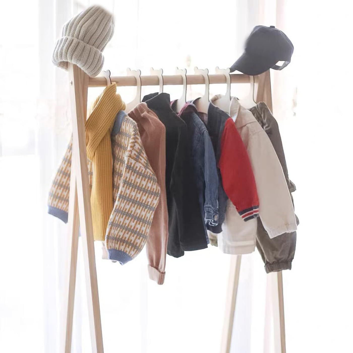 Grucce in legno per bambini a forma di orsetto antiscivolo salvaspazio