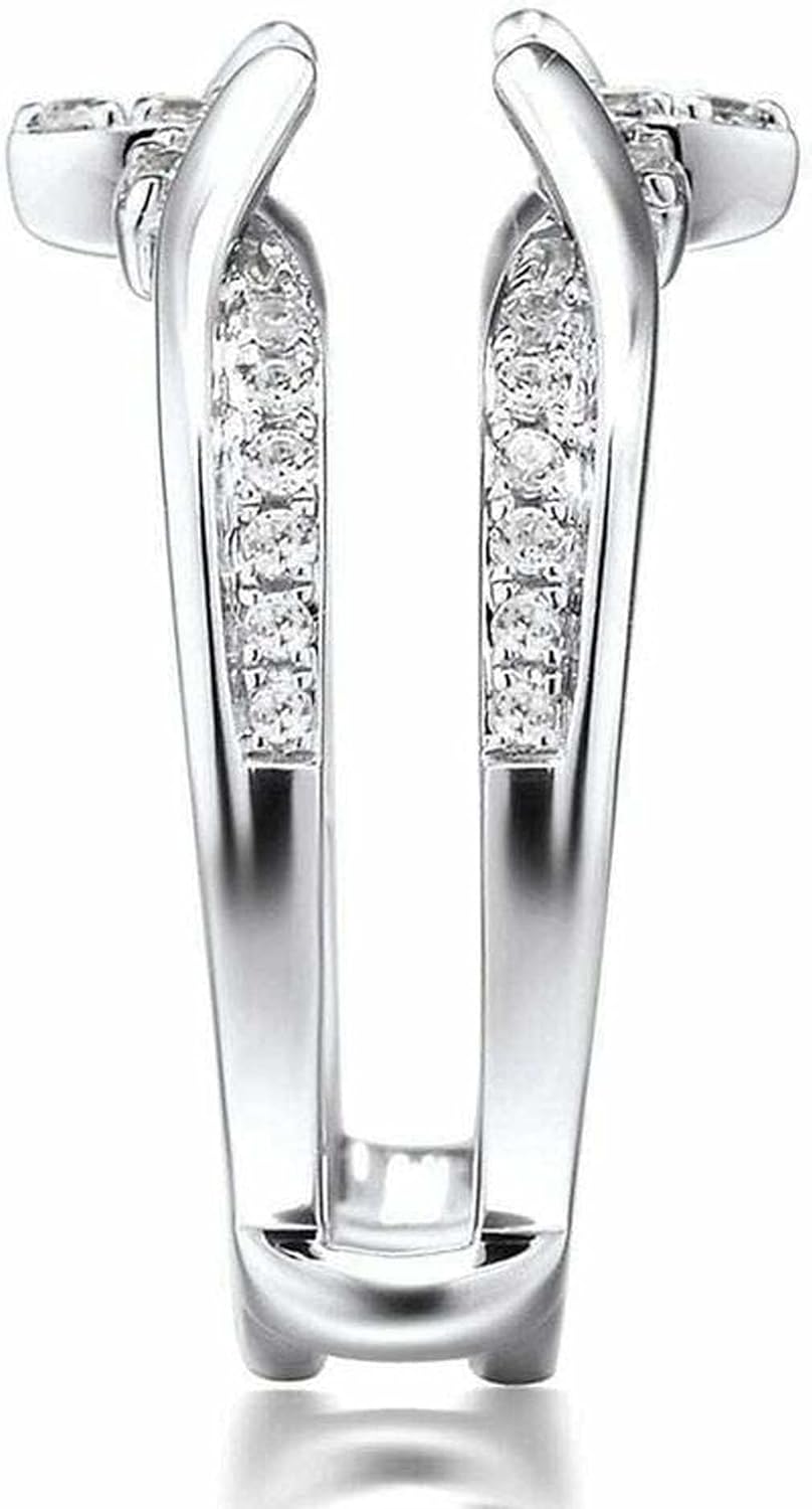 V Touch Round Cut D/VVS1 Diamond Enhancer Wrap Engagement Wedding Ring for Womens 925 Sterling Silver