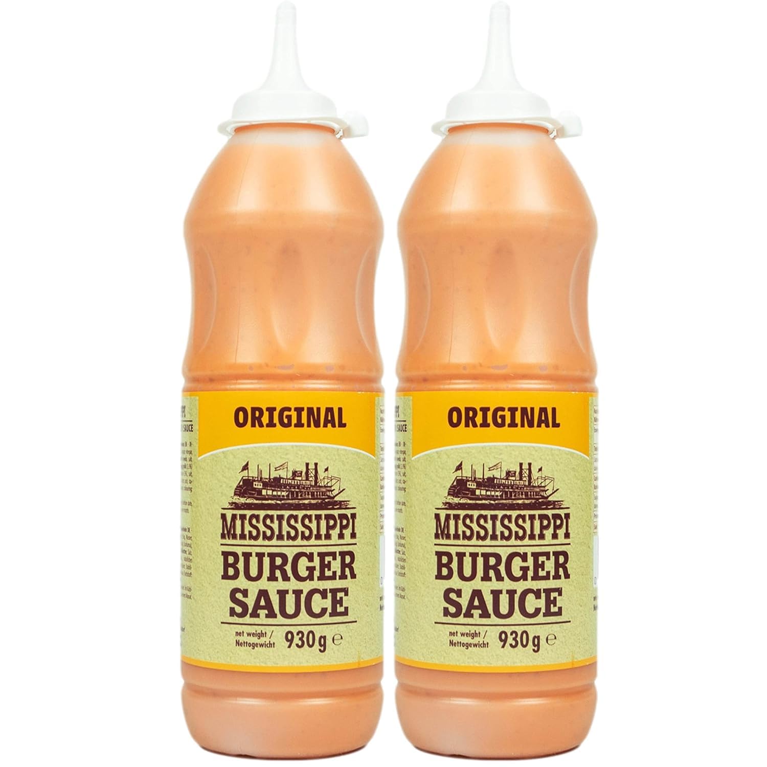 Mississippi - 2er Set Burger Sauce Squeeze "Original" 930g - Würzig cremige Burgersauce - Premium Hamburger Soße ideal auch für Sandwich, Gegrilltem und als Dip