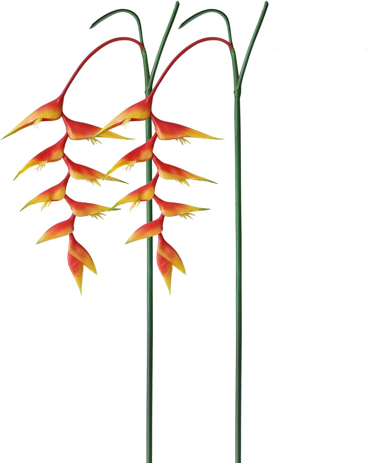 35" Artificial Heliconia 2pcs Faux Bird of Paradise Fake Tropical Flowers for Vase Bouquets Home Office Wedding Decor(Orange)