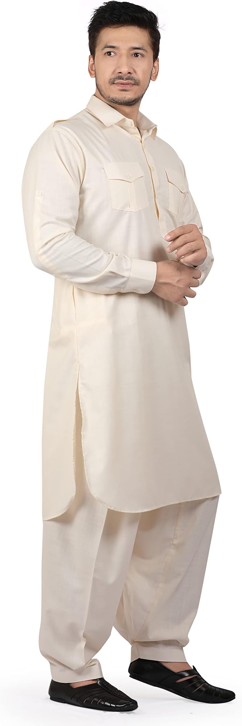 K-ROYALSMen's Cotton Blend Pathani Kurta Pyjama Suit