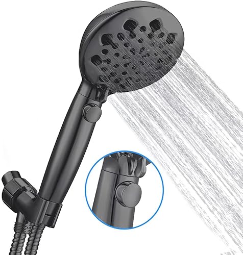 LP LASKEY-Handheld Shower Head High Pressure Adjustable 9-Setting Spa Shower Head Extra Long 6 ft. Stainless Steel Hose