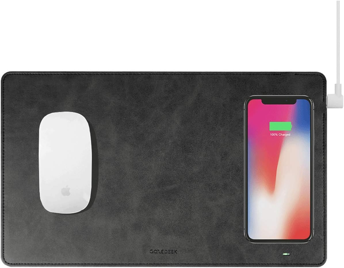 Gaze PAD Qi Wireless Fast Charging Mouse Pad Mat for iPhone 11 X iPhone 8 Galaxy S9 S10 S20 Plus Samsung Note 8 9 10 (Black)
