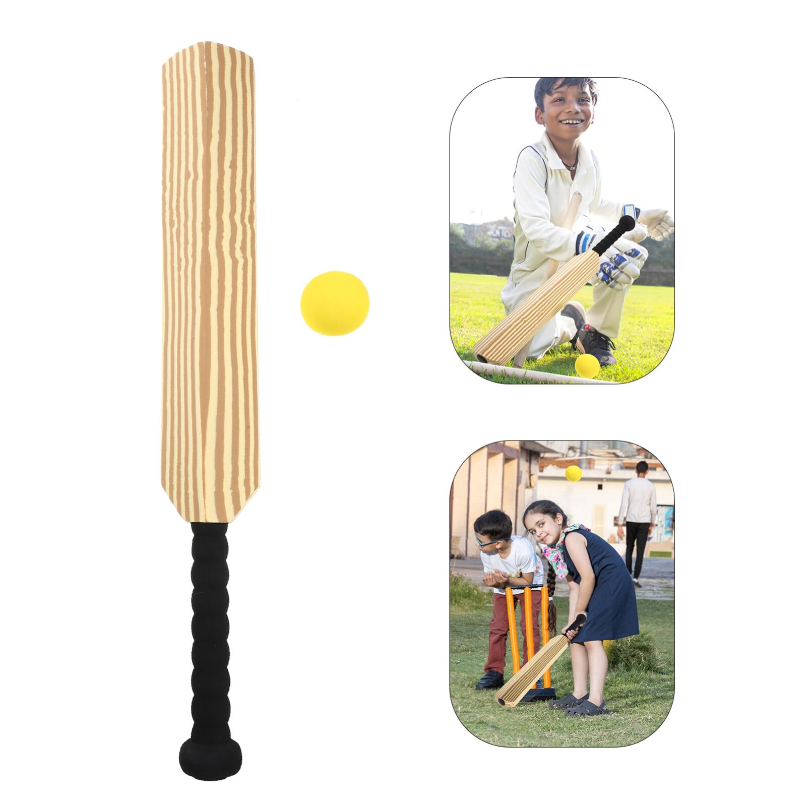 Mipcase Batte De Cricket : Jeu De Cricket Interactif Batte De Cricket Rembourrée en Mousse Balles D'intérieur Jouet pour La Maison La Plage Le Jardin (avec Ballon).