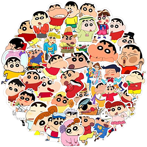 Image of FlyBuyHub Shinchan Aesthetic Vinyl Journal Stickers for Phone Case, Laptop, Notebook, Dairy, Water Bottle, School Bag, Etc Self-Adhesive Stickers Set of 50 Glossy and Waterproof Stickers (Shainchan)