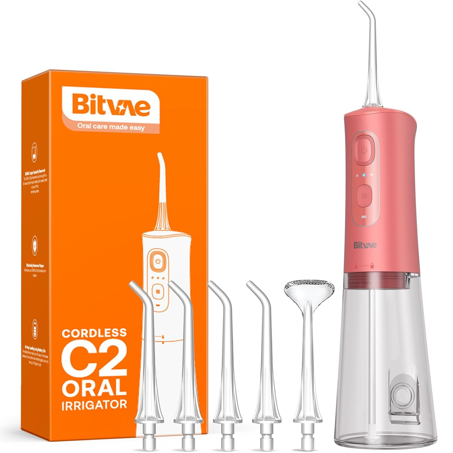 Bitvae Cordless Water Dental Flosser for Teeth Portable Water Teeth Cleaner Picks 6 Jet Tips 3 Cleaning Modes