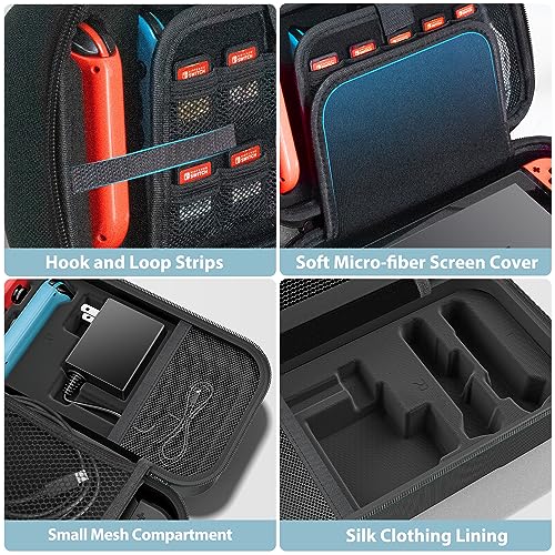 Image of Nintendo Switch /OLED Compatible Carry Case - Large Hard Shell Case for 20 Games & Accessories, Black