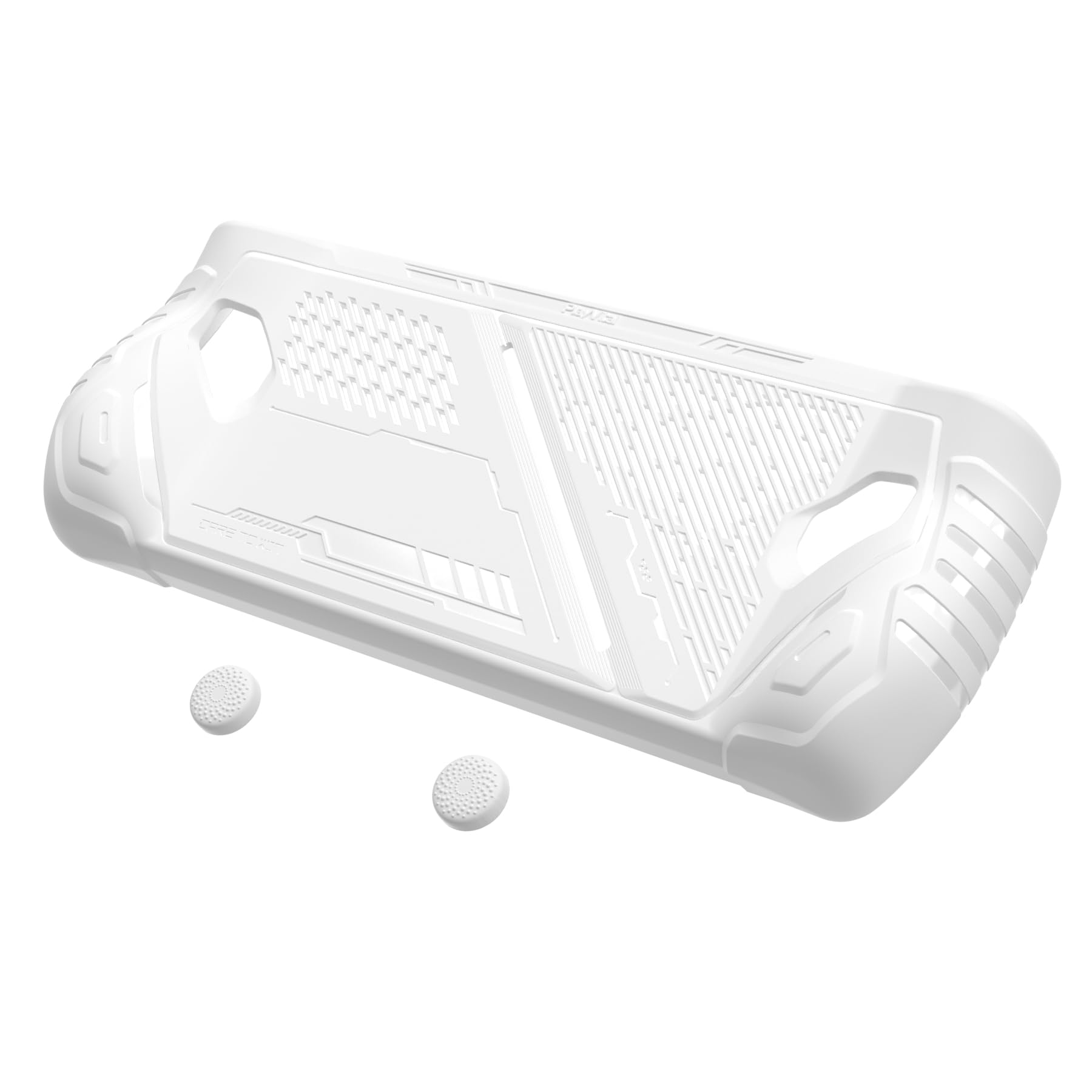 PlayVital Cover Protettiva per ROG Ally, Custodia TPU Grip Antiscivolo e Copri Levette Analogiche, Accessorio per Console, Antigraffio, Antiurto, ABSOLUTE - Bianco(Non per Rog Ally X)