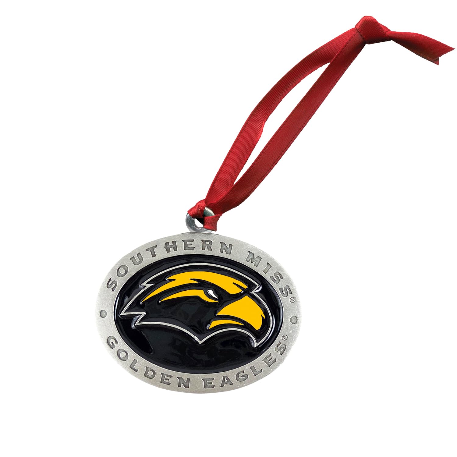 Southern Mississippi Ornament | Hand-Sculpted Christmas Tree Ornament | Intricately Crafted Metal Pewter Alma Mater Inlay