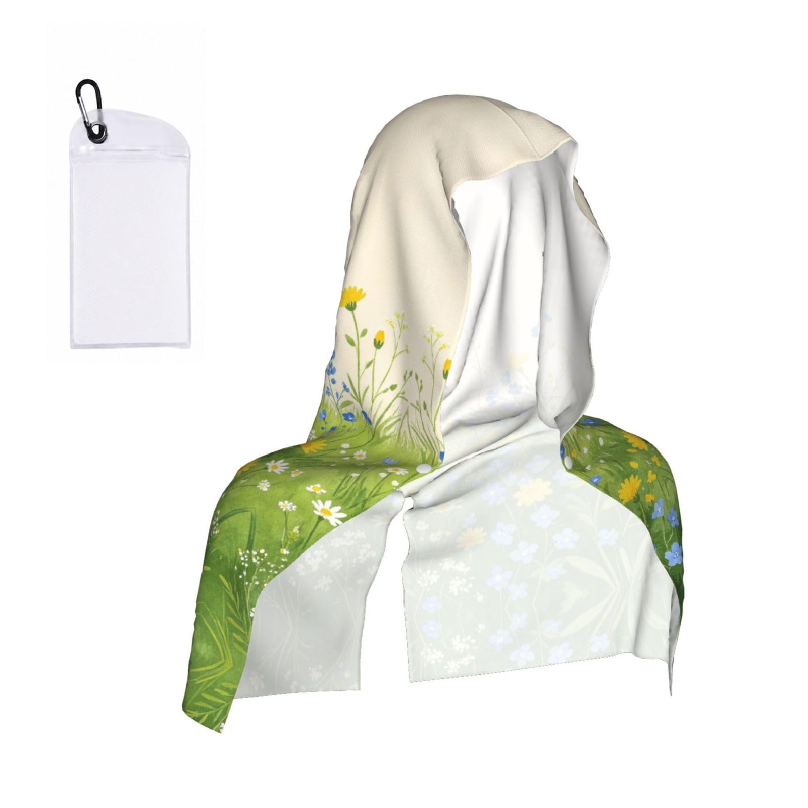 CNTDBU Mixed Wild Meadow Cooling Towel Hooded-Instant Chill Neck Cover for Sports, UV Cooling Rag for Running Gym