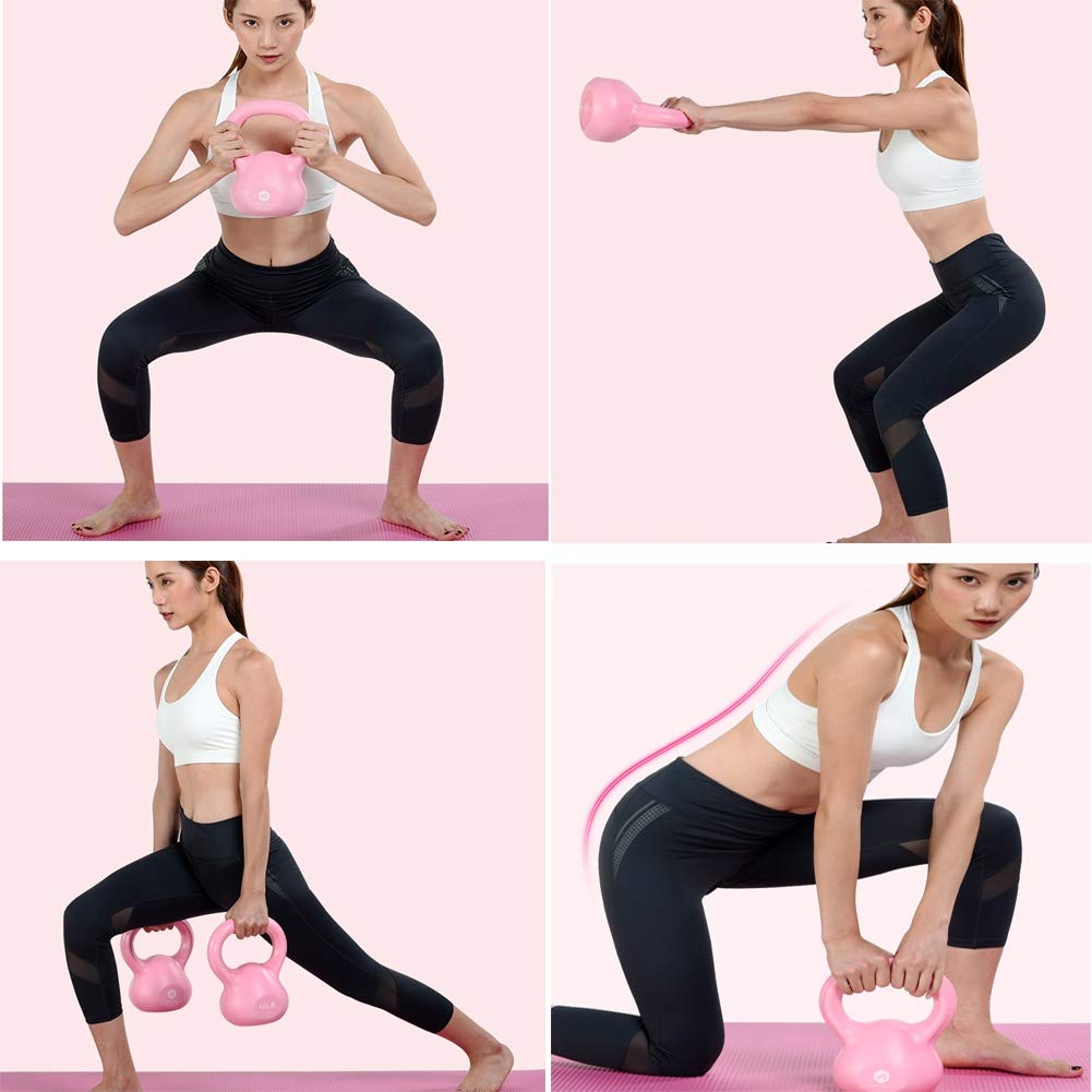 Kettlebells AGYH Solide Pp Training for Männer und Frauen Home Gym Fitnessgeräte, 5 Lbs (2,3 kg) gebogener Griff, Violett Blau