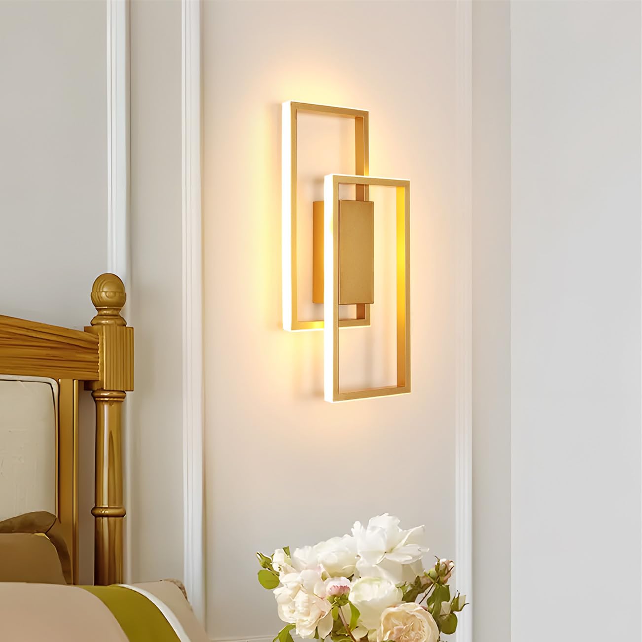 DELIPOP Wandlamp Interieur Wit, 15 W 1700 LM Moderne LED Wandlamp 3000 K Warm Wit, Gebogen Acryl Wandlamp voor Slaapkamer Badkamer Woonkamer Gang