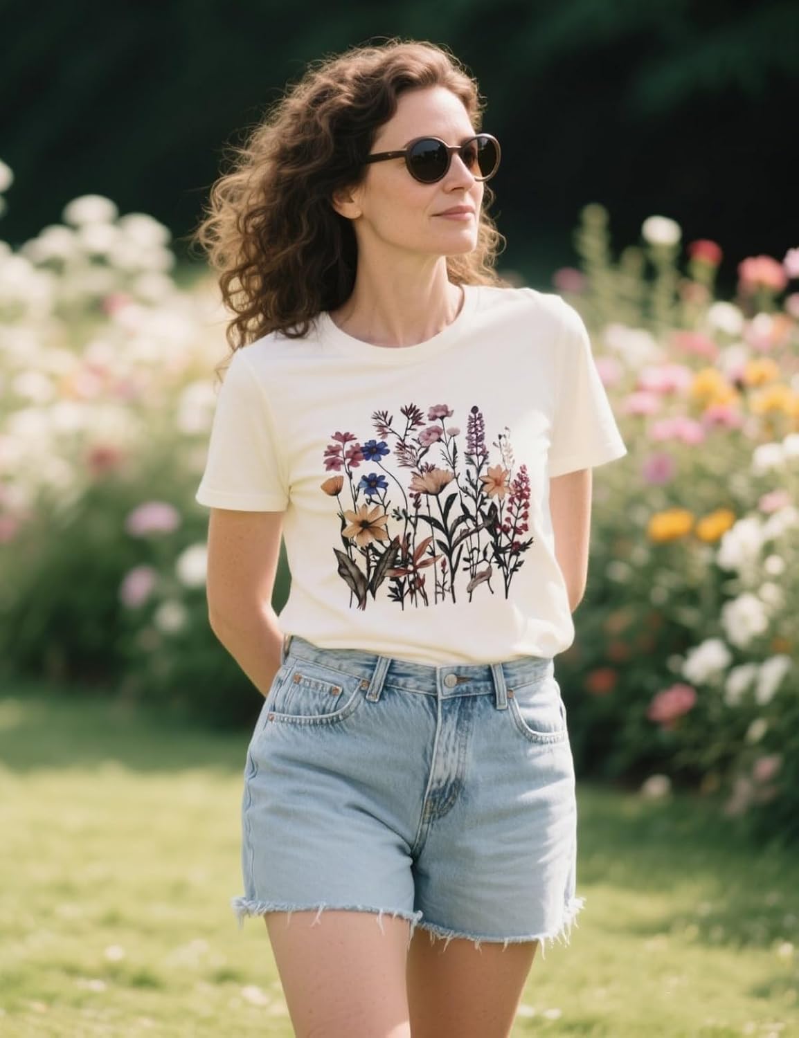 Women's Vintage Floral T-Shirt Boho Wildflower Graphic Tee Casual Short Sleeve Summer Tshirt - Image 6