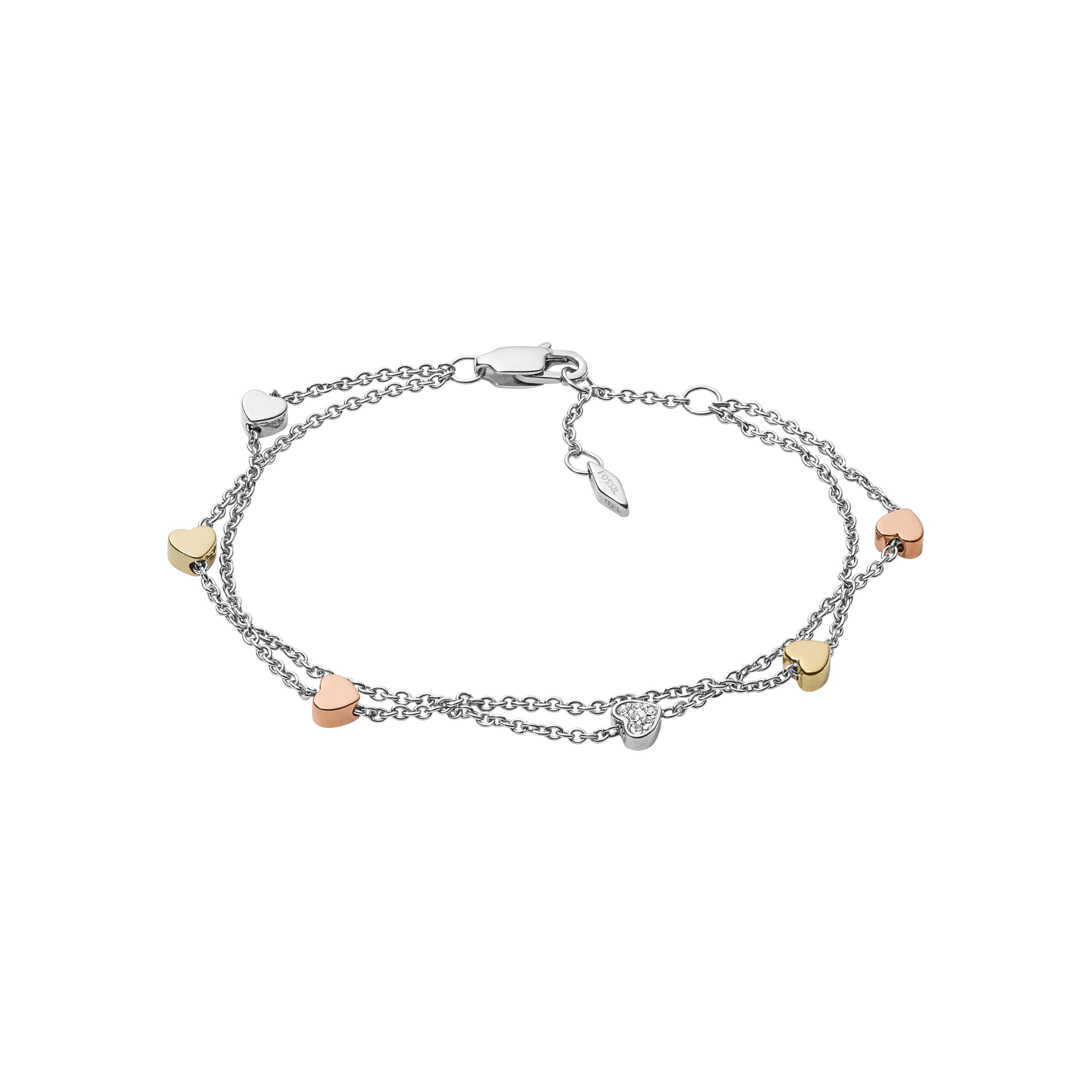 Fossil Bracelet for Women Vintage Motifs, 19 cm Tri-tone Stainless Steel Bracelet, JF02854998