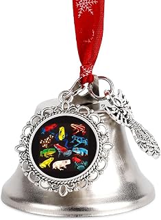 Juego de ranas coloridas campanas de Navidad de polietileno bajo, adornos colgantes de campanas de viento para puerta de fiesta de Navidad