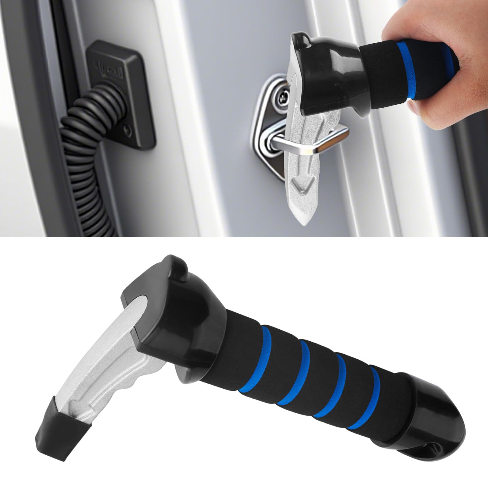 Vbgurr Girls Blue Car Mobility Aid Handle For Elderly & Disabled,3-In-1 Assist Grab Bar Seatbelt Cutter & Window Breaker,Portable Emergency Tool For Car Door Support (Blue)