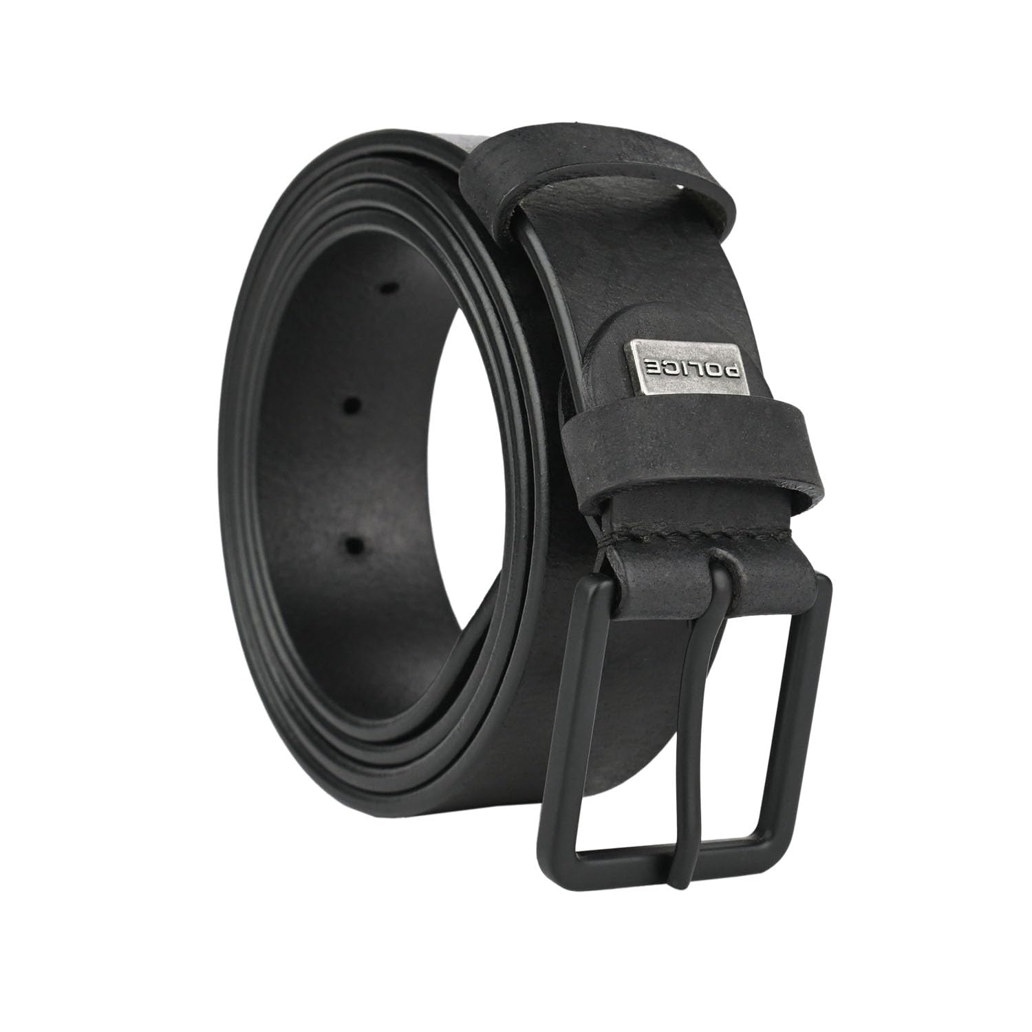 Police Men's Belt in Genuine Leather, 3.5 cm High, Shortenable, Classic, Nickel Free, black 11, 125 cm (TG 52-56)