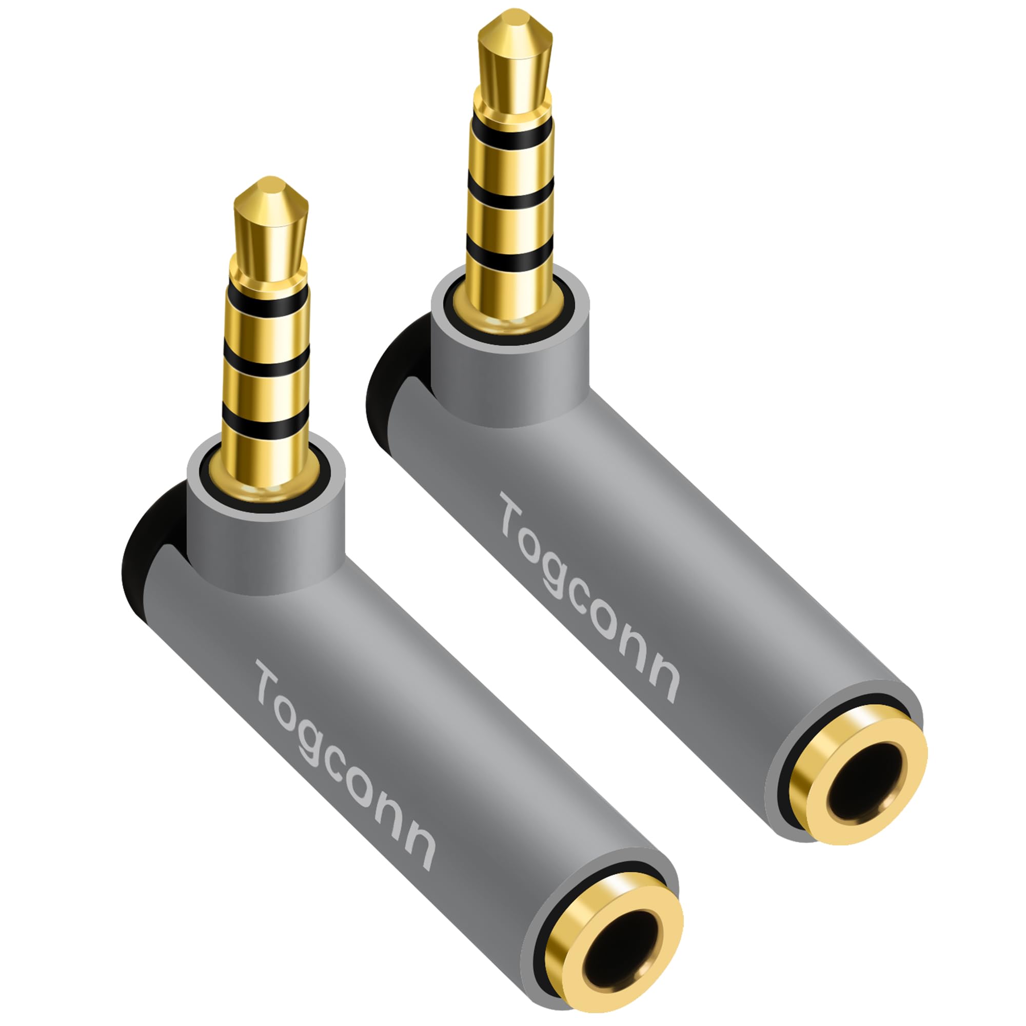 3.5mm Right Angle Plug TRS Adapter 2-Pack 90 Degree 3.5mm 1/8