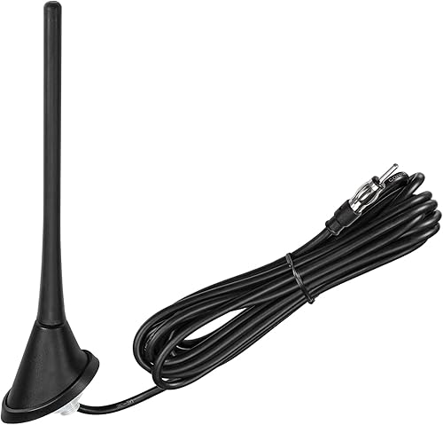 Eightwood Antena de radio AM FM estéreo para automóvil, reemplazo de antena universal para montaje en techo con base de montaje de 16 pies cable de