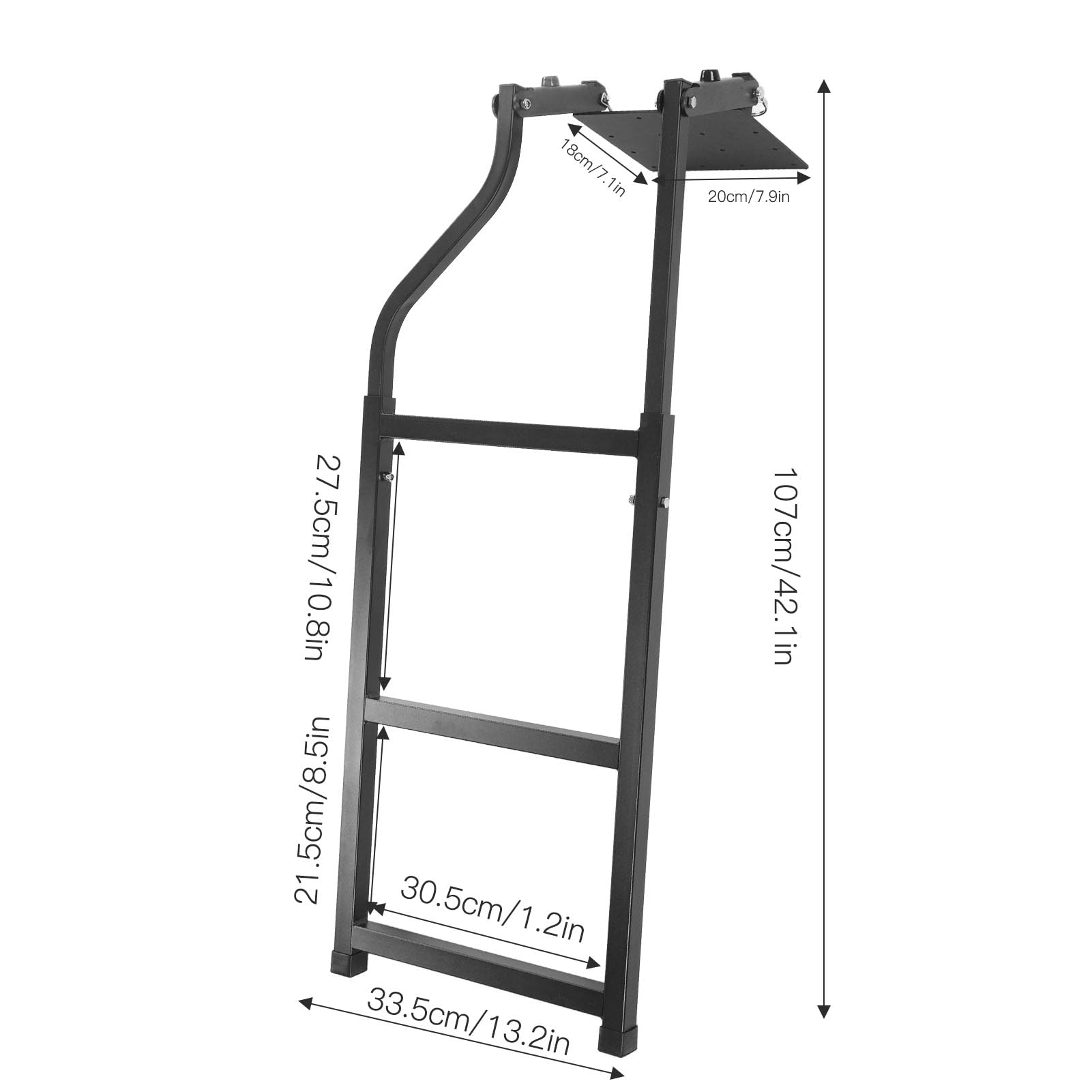 Échelle de Hayon de Camion Pliable Universelle en Fer pour la Plupart des Camionnettes, échelle de Hayon Réglable avec Vis Hexagonales en Acier Inoxydable, capacité de 300 LB,