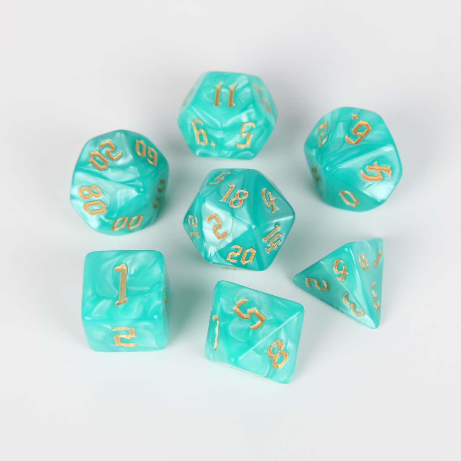 DND Polyhedral Dice Set - Acrylic Material Gaming Dice, Polyhedron Game Dice, Tabletop Games, for Dungeon and Dragons D&D RPG Role Playing Games 7-Die Set (Star Jadeite)
