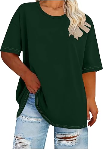 Plus Size Tunic Tops for Women Dressy Casual Short Sleeve Crewneck Shirts 2026 Summer Trendy Work Basic Tees Blouses