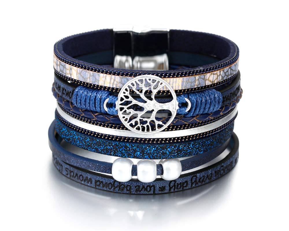 Fesciory Leather Wrap Bracelets for Women, Boho Western Layered Jewelry