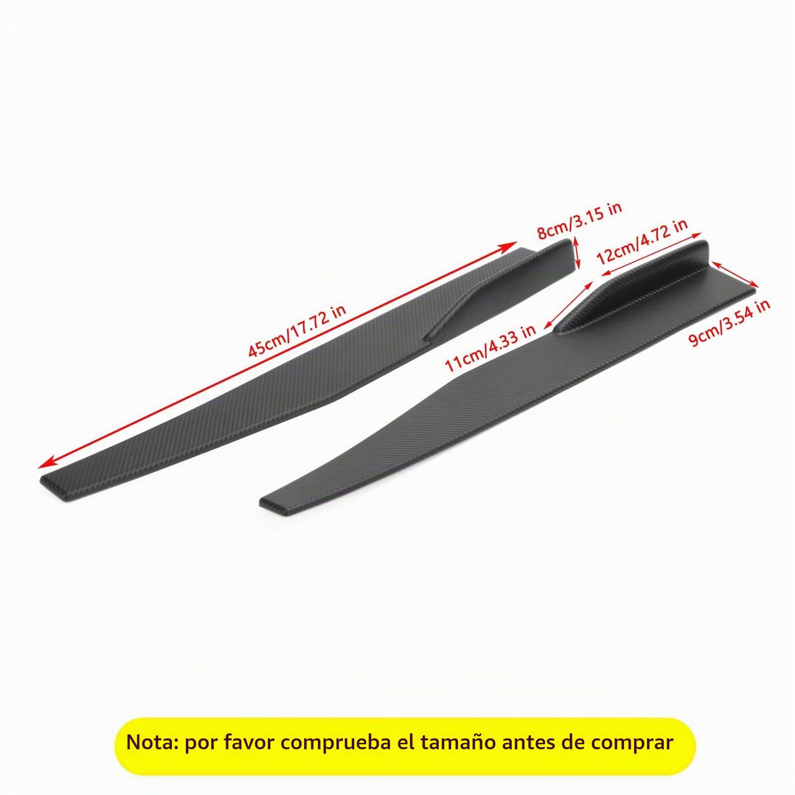 Faldones laterales de coche, divisor rocker, difusor, aletas winglet, par de alas, 45cm, alerón de falda lateral de coche, fibra de carbono